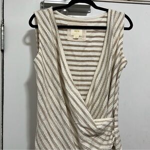 Anthropologie Maeve Cream striped Top-Size XL